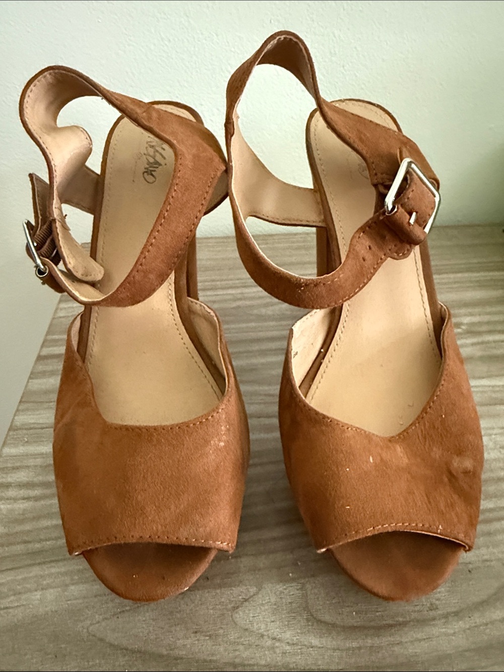 Women’s Brown Suede Open-Toe Ankle Strap Heels